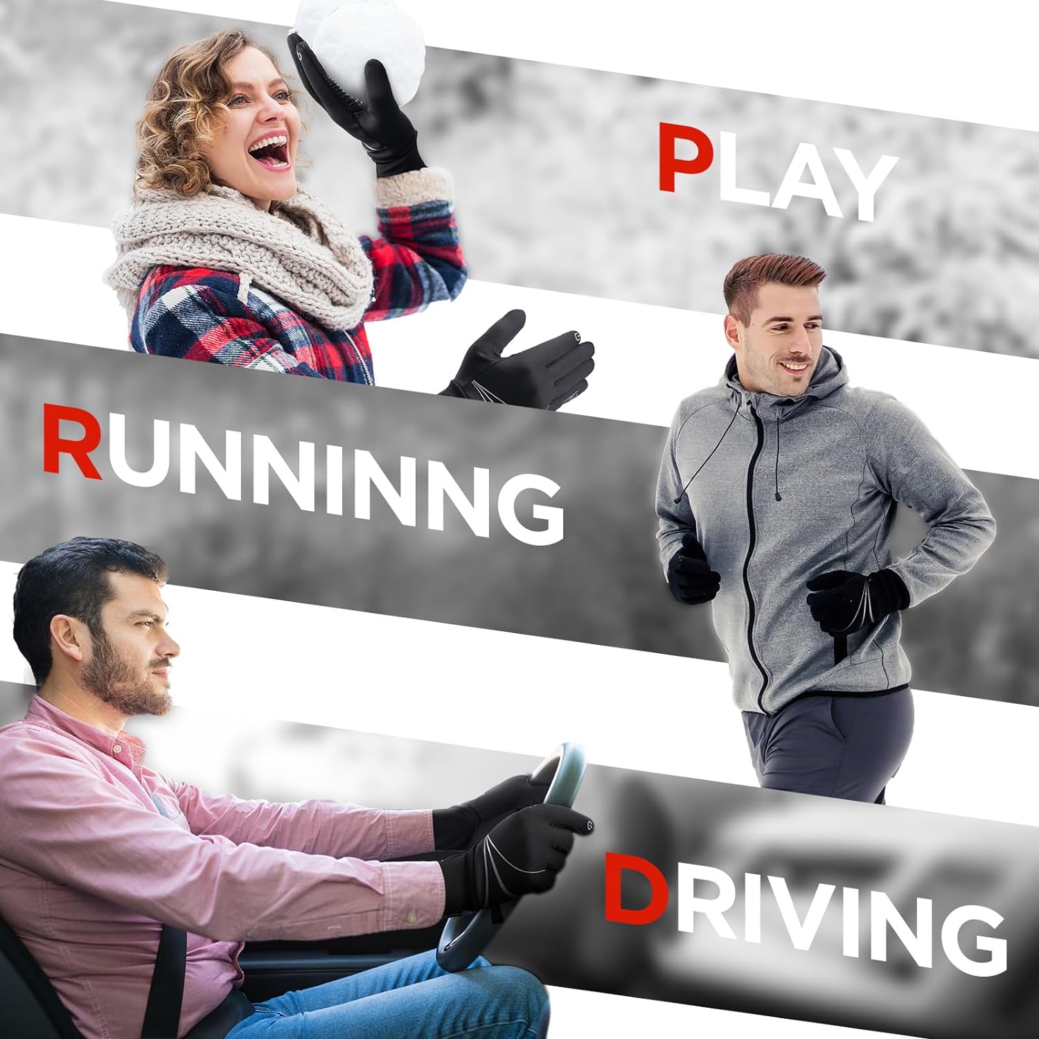 Thermal Gloves for Men Women, Winter Windproof Anti-Slip Touch Screen Running Gloves for Driving Riding Cycling Hiking - Image 5